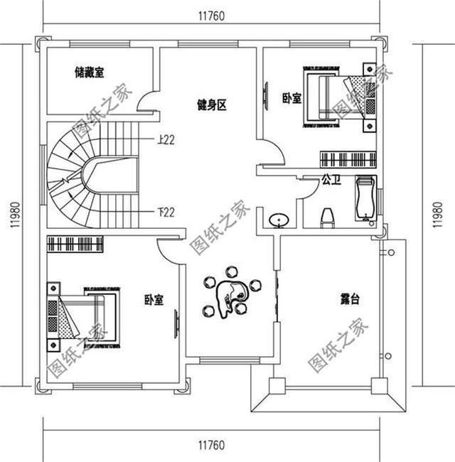 農村四層別墅設計圖,佔地140平米左右,簡歐風格設計圖紙介紹:本戶型