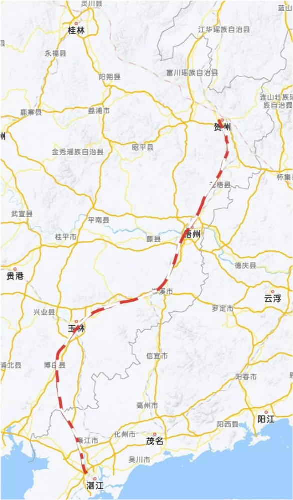 桂湛高铁中线成为历史?将走东线过梧州和玉林