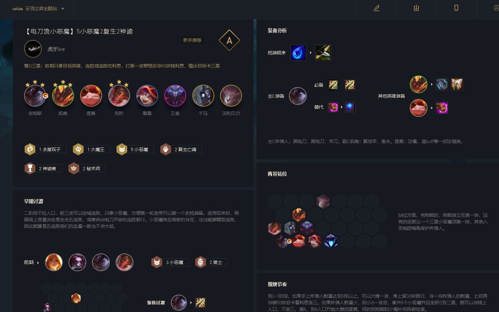 云顶之弈 S5上分首选阵容 7小恶魔已无解 成型便是天胡 腾讯新闻