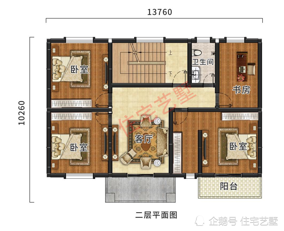 开间13米进深10米占地130平方米设有六间卧室带超大露台