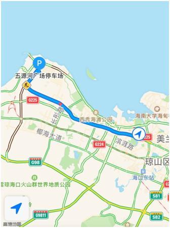游客,可经海秀快速路,长彤路将车辆停放在五源河临时停车区域,经长滨