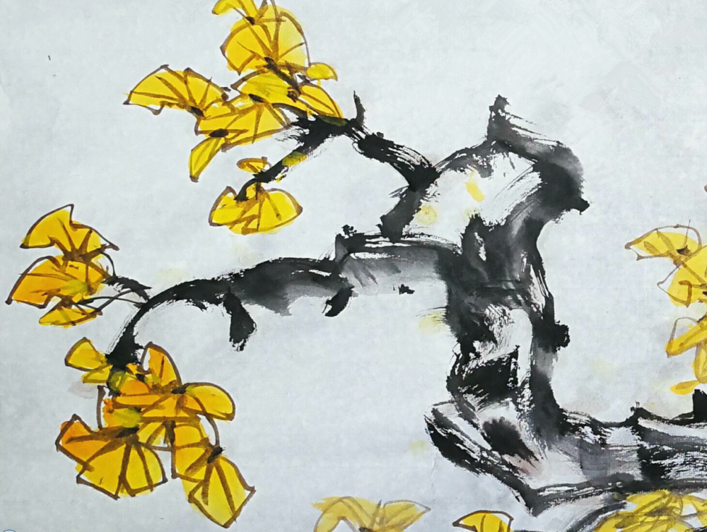 一日一画名家名作赏析之画家忆君银杏画第二十六篇