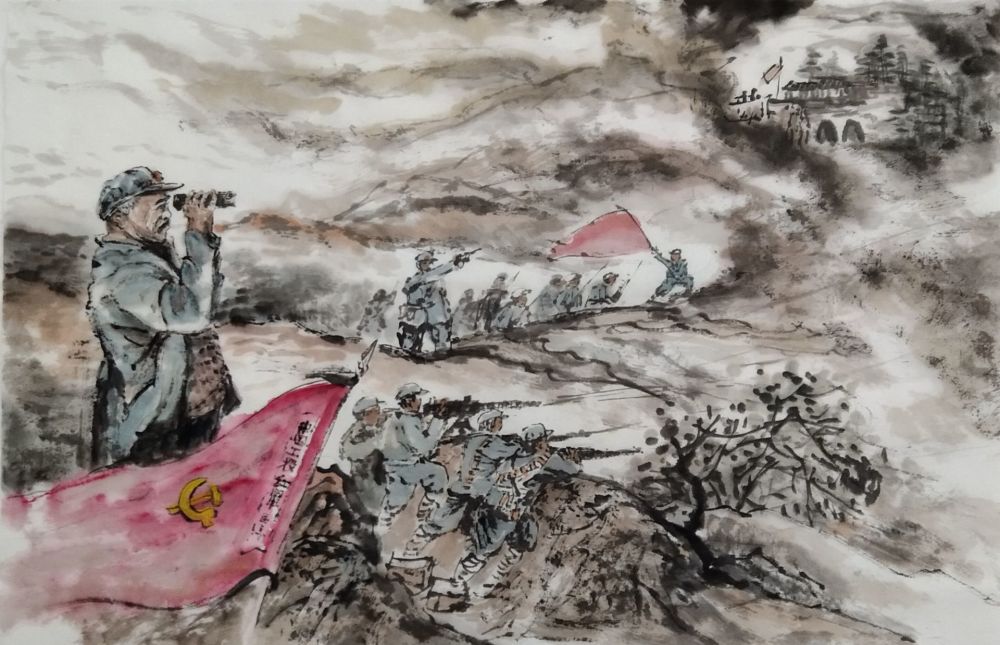 【凡人故事】陈仓区农民画家董军,以扶眉战役等革命题材创作不少国画