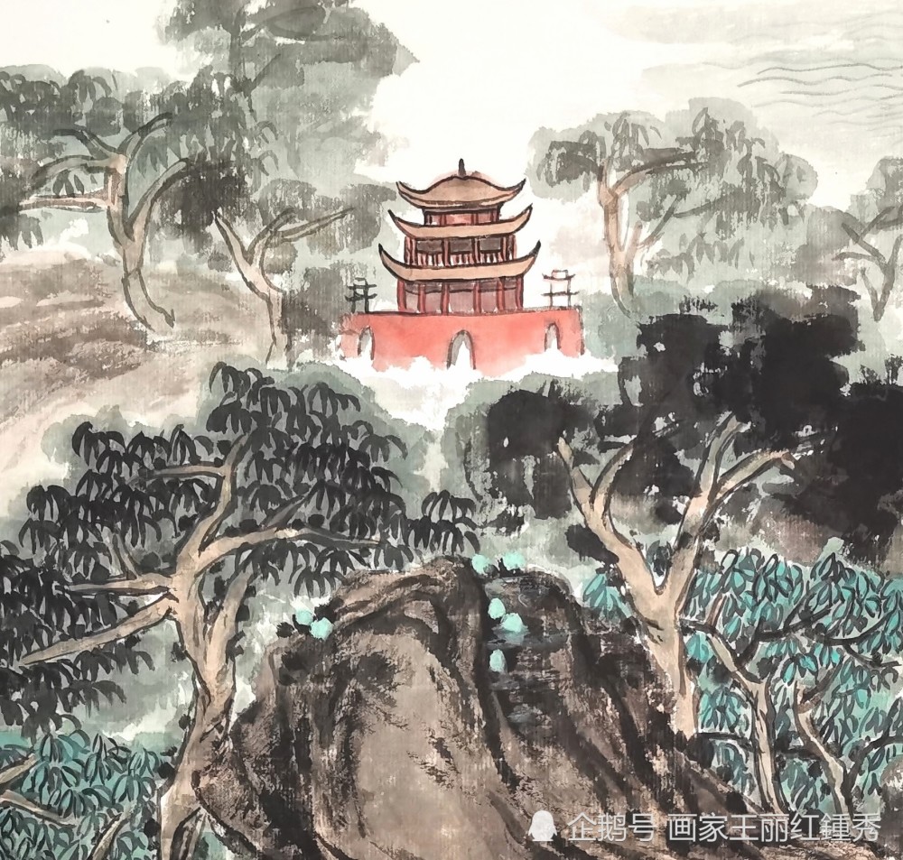 国画岳阳楼王丽红画