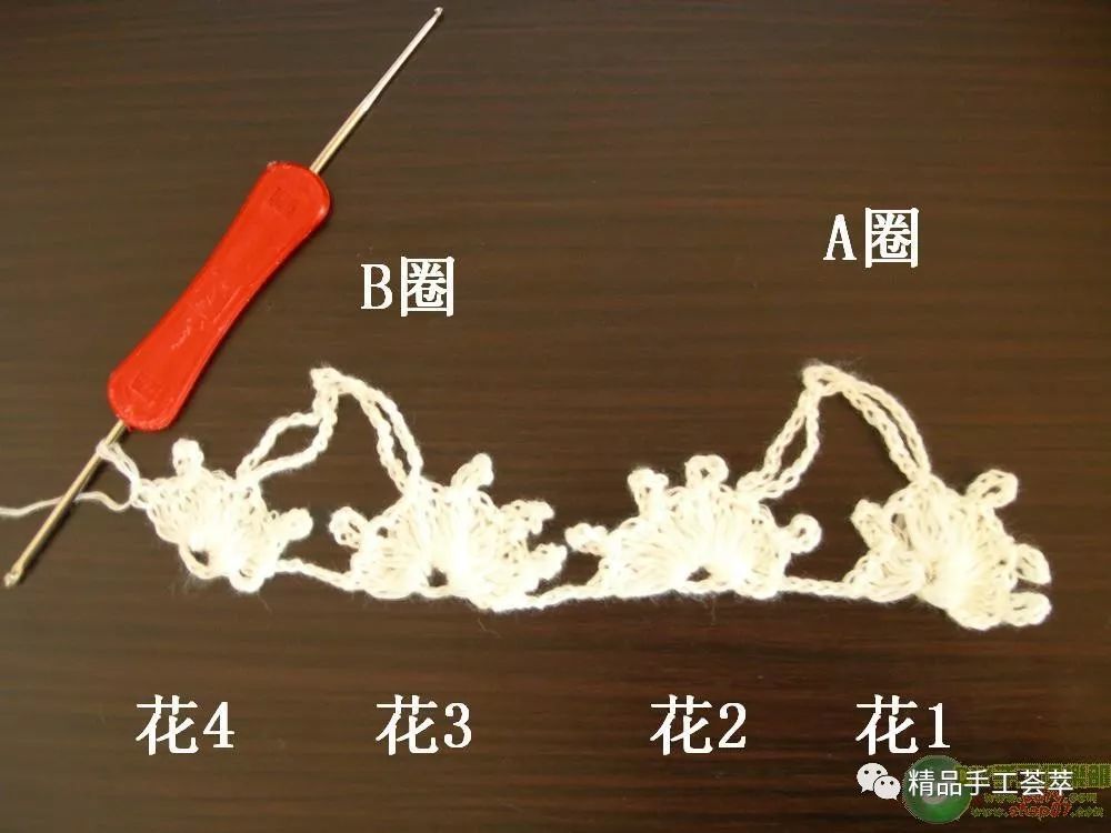 精品教程一線連梅花的鉤編方法