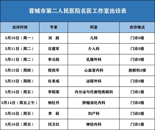 山西省儿童医院出诊表图片