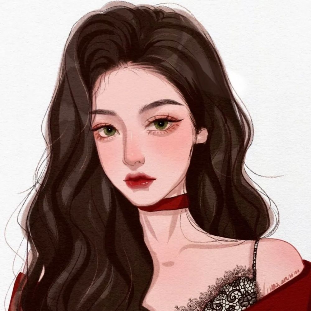 女头手绘一组精致的女生头像