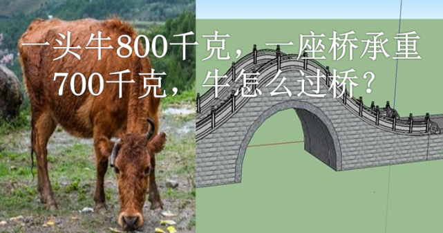 面试:一头牛800kg,一座桥承重700kg,牛怎么过桥?