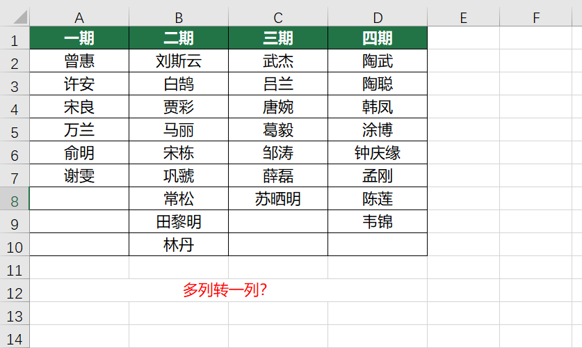 Excel四种方法多列转一列 你选哪个 腾讯新闻