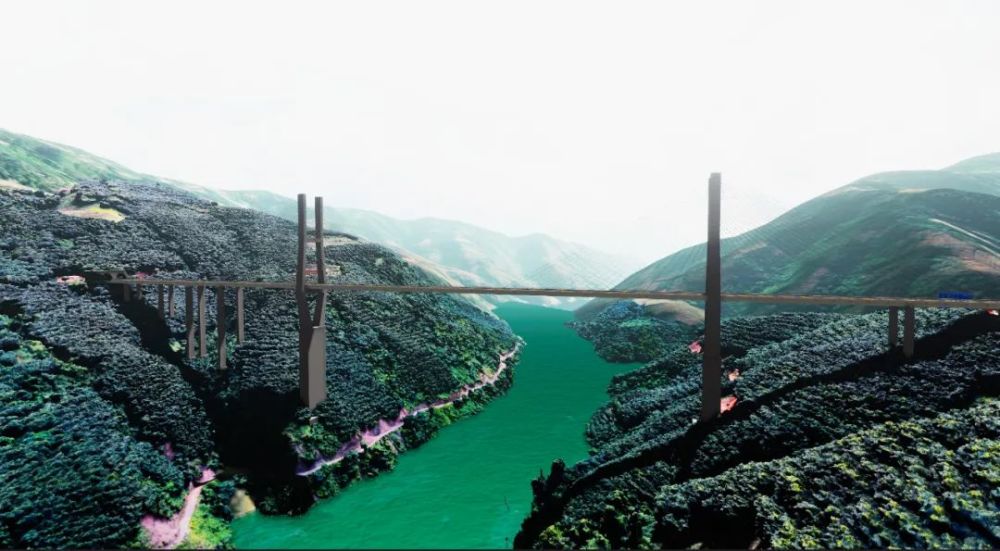 (李仙江特大桥效果图)李仙江特大桥为瓶形双塔斜拉桥,桥梁全长1112米