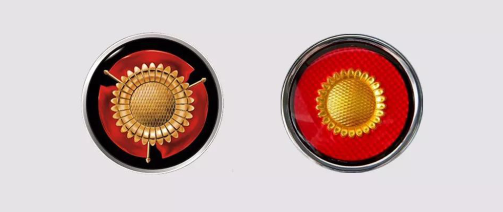 从此金葵花标成为红旗高级轿车的重要标志,轮毂上的金葵花标融合中国