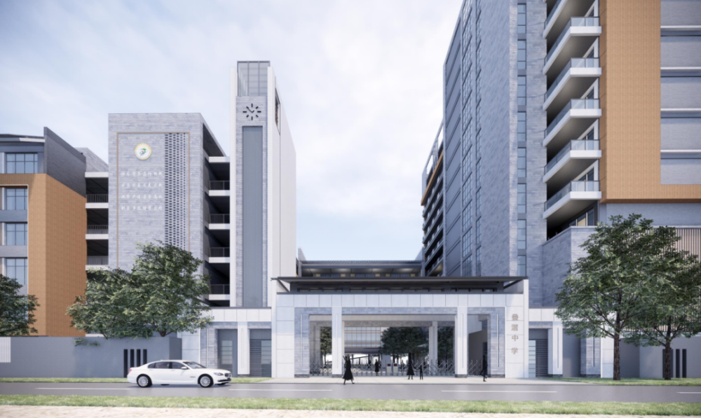 叠滘中学改造提升后,建筑风格为现代岭南建筑风,还有十番,醒狮,龙船等