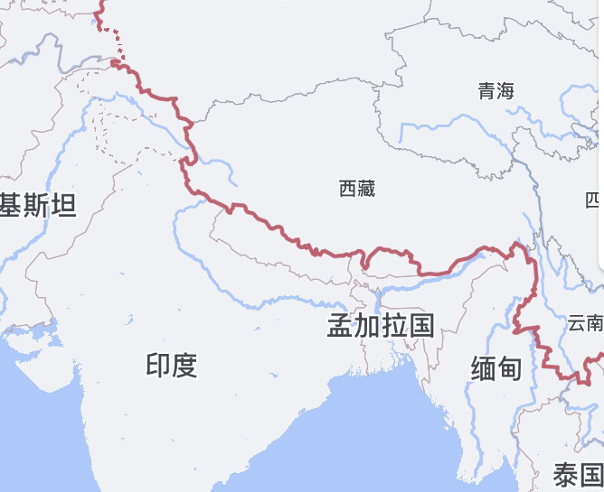 我国与印度接壤地带主要处于西藏境内,由于海拔较高,人烟减少,切中间