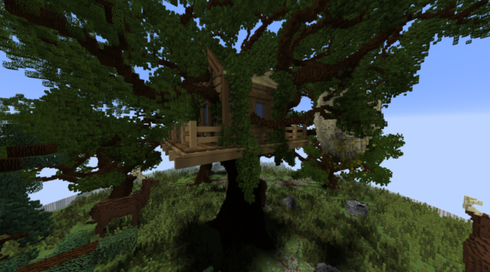这种树你见过吗?《我的世界》设计感绝佳的树屋 快让我搬进去!