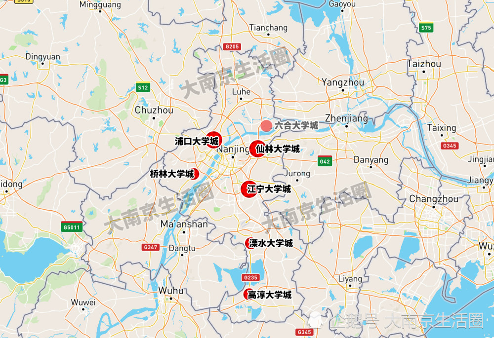 南京未来7座大学城选址分布在这些地方