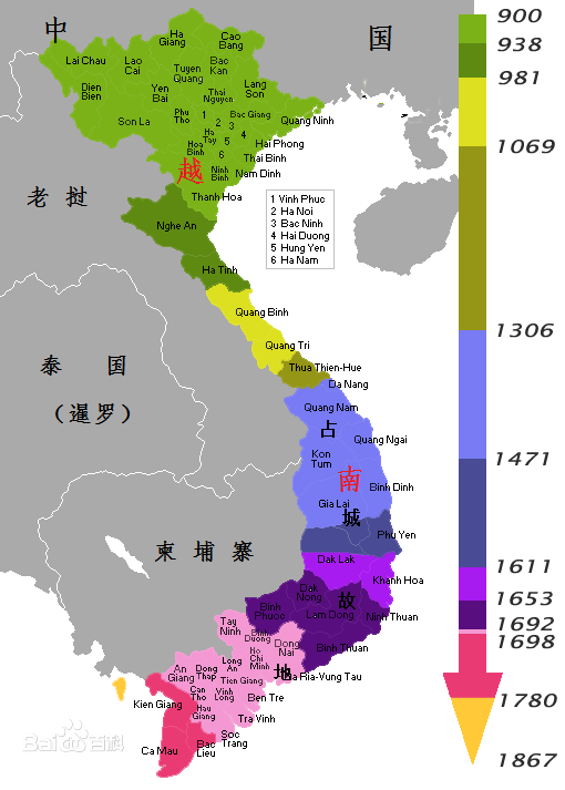 越南扩张历史地图图片