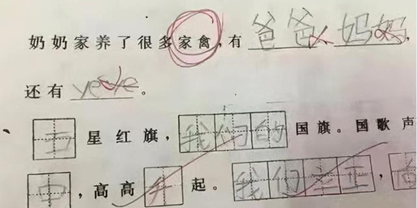 小學生作業太搞笑爸媽也逃不掉變畜生哈哈