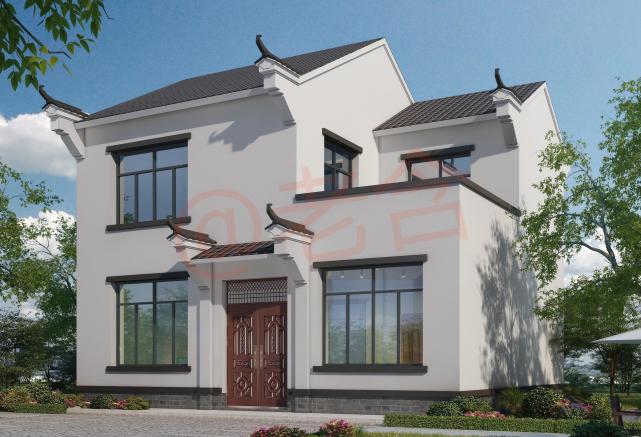 农村二层徽派别墅复古大气室内布局实用附上施工平面图