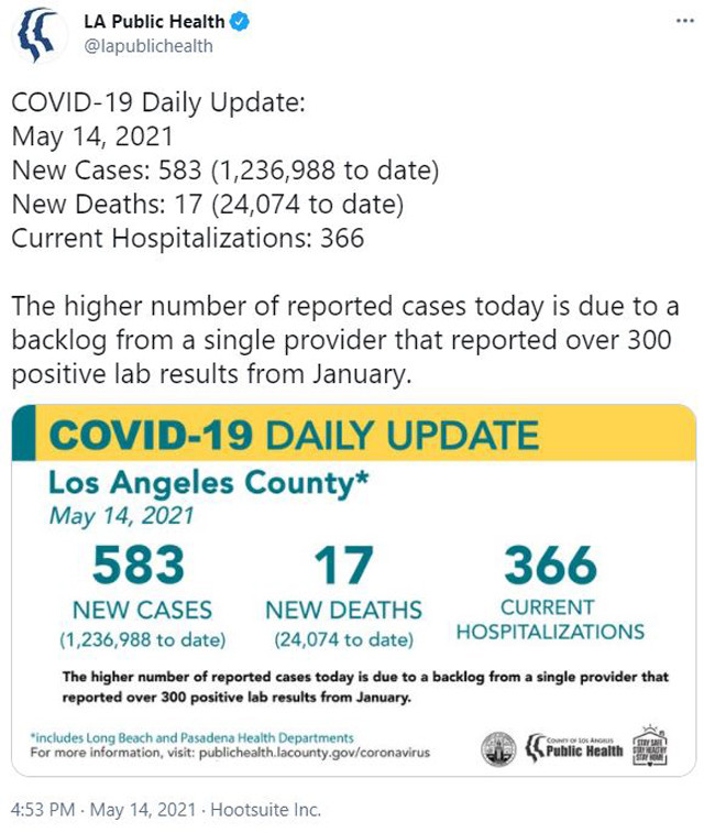新增病例5个洛杉矶追踪病毒变种疫苗依然有效 腾讯新闻