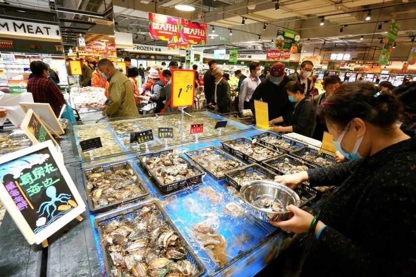 山东精品超市开到北京,胶东海鲜现场制作