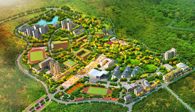 卫星上看重庆綦江唯一的大学规模不大环境却很优美