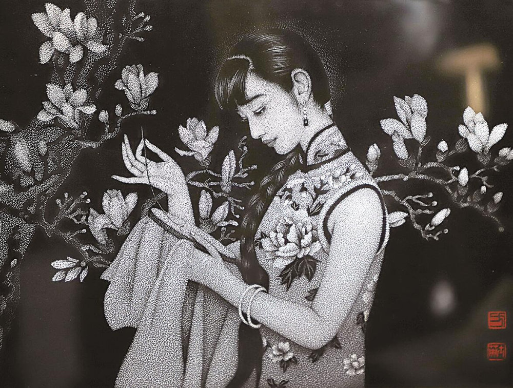 石影雕:铜笔"绣"石映画来_腾讯新闻