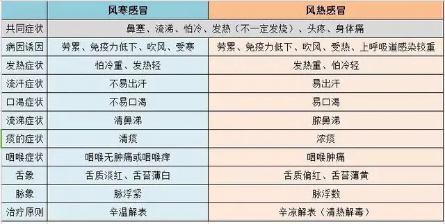 风寒感冒与风热感冒的区别在哪里（风寒感冒与风热感冒的区别）