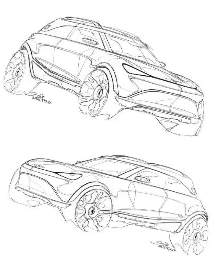 或采用双门四座布局,smart全新紧凑型纯电suv概念车设计草图曝光