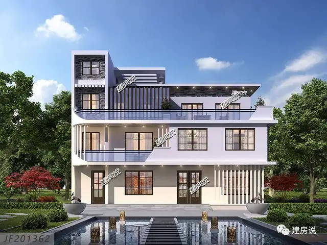 太牛了广东老板回乡建现代风叠拼别墅隔壁村的人都绕路来看