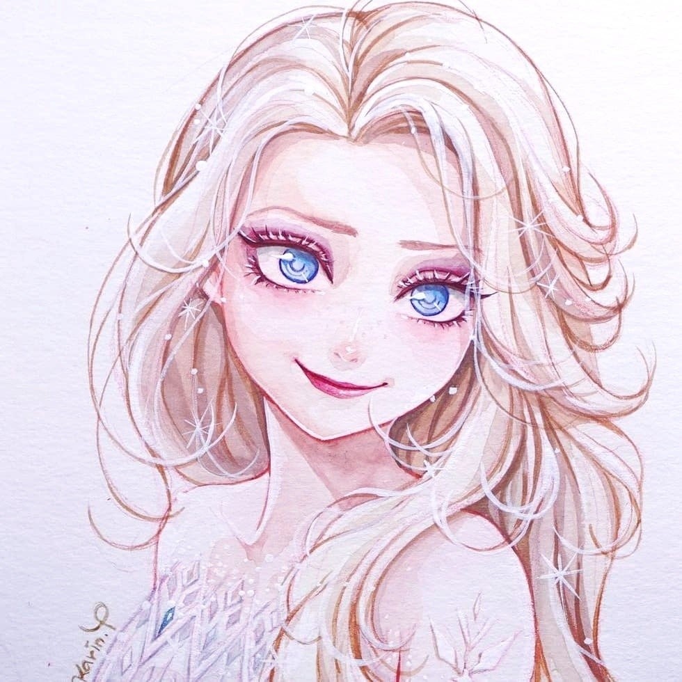 画师绘制迪士尼公主水彩画公主颜值提升美颜效果明显