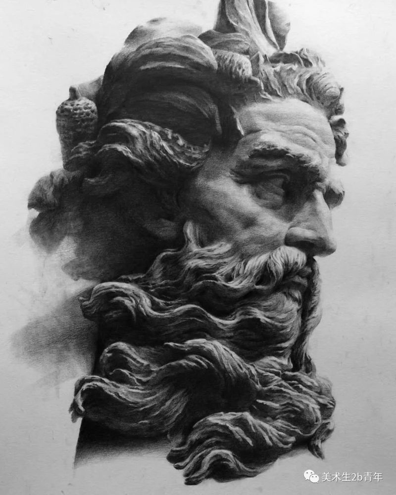 他画的大卫超越喻红石膏素描顶尖高手
