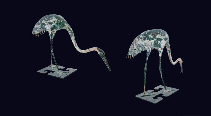 修复后36号天鹅颈部芯骨x射线照片7号天鹅颈部铜芯骨彩绘青铜仙鹤