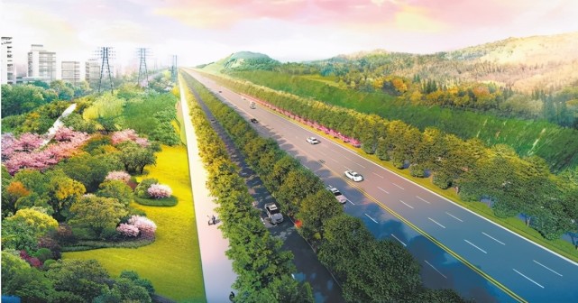 苏州路东延鸟瞰效果图(市林业和草原局(市园林管理局)提供)