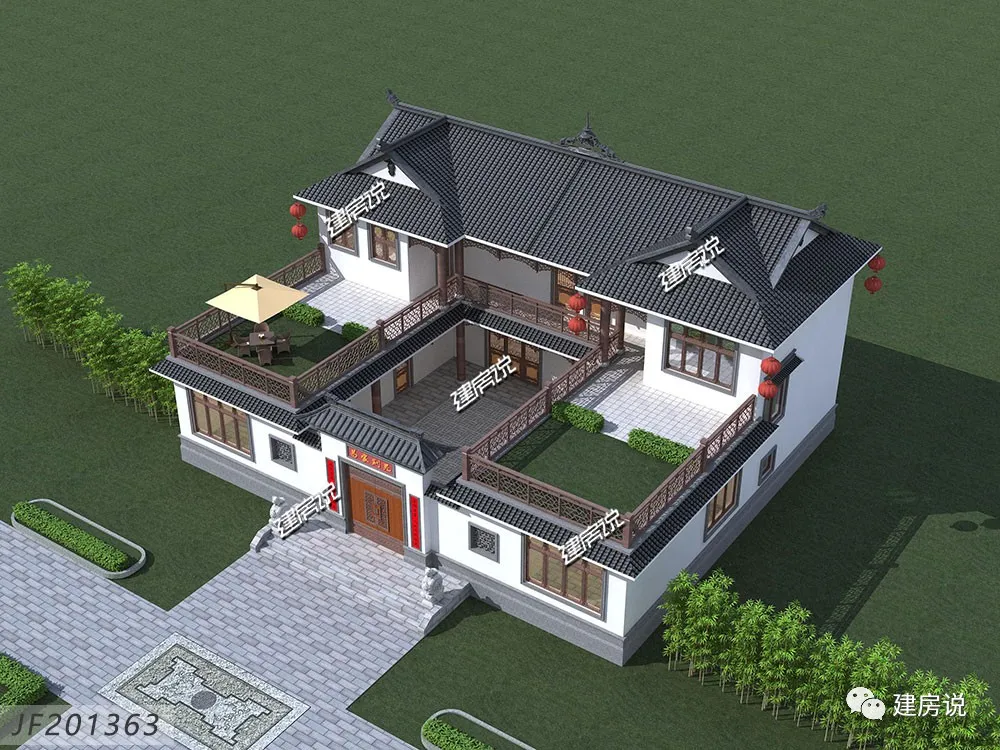 湖南石亭镇一老板回老家盖中国最美别墅四合院实景图超赞