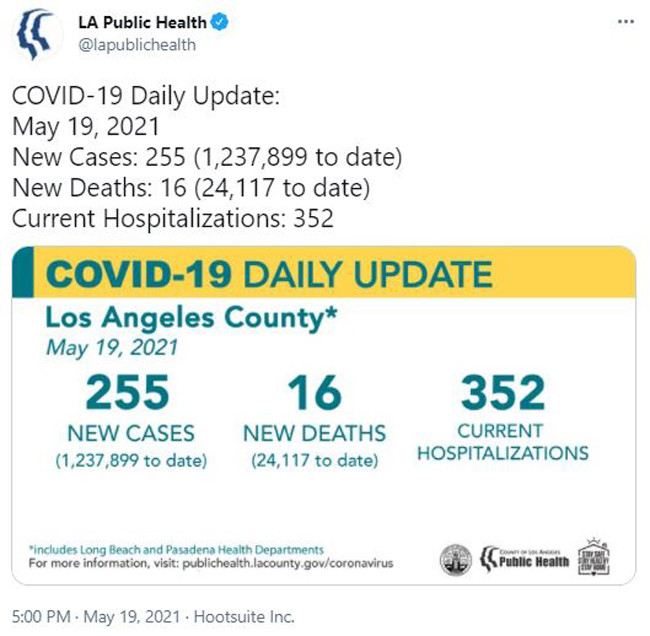 新增病例255个洛杉矶督促企业使用移动疫苗接种 腾讯新闻