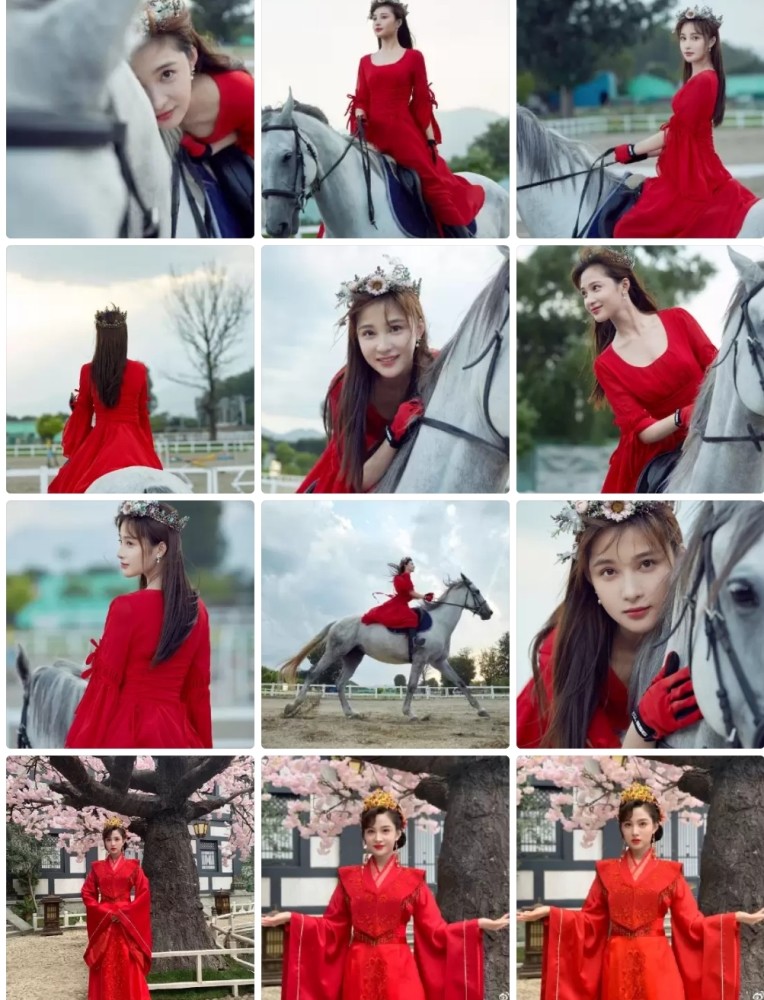 孙嘉璐花冠公主骑马大片一袭红衣鲜衣怒马