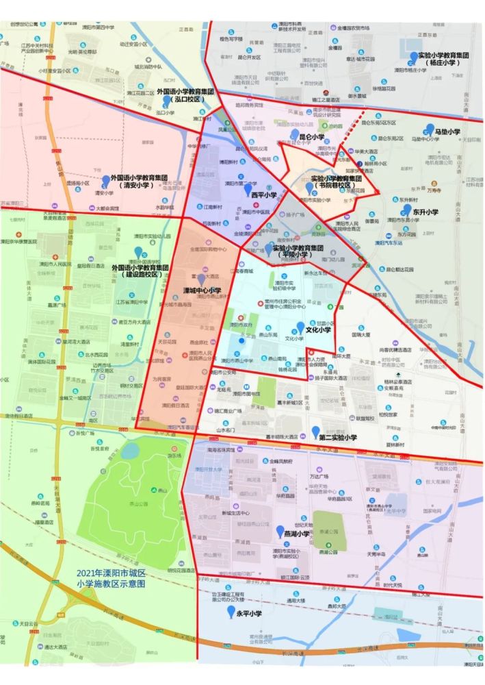 2021年城区初中学区划分示意图one融自 | 溧阳