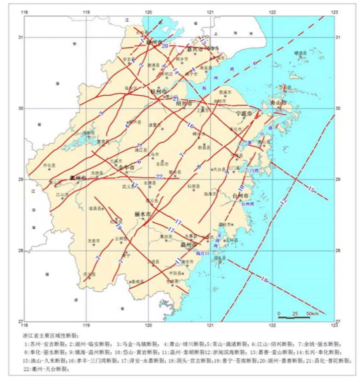 浙江近代以来无5级以上地震两个地方是相对危险区域