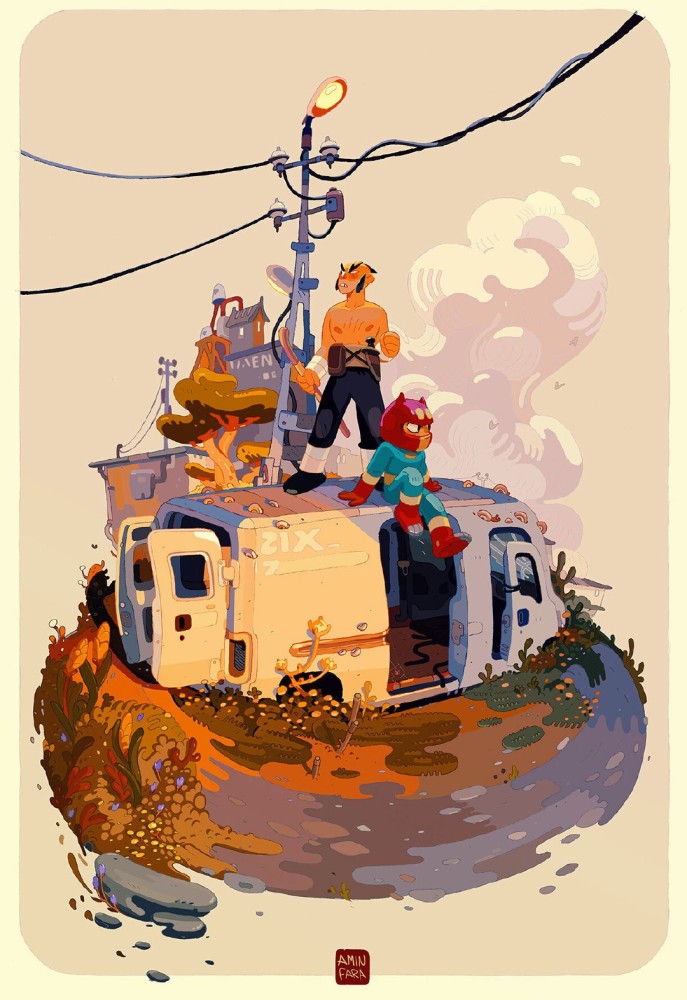 配色萌的帅极简画风故事感画面感十足的画面