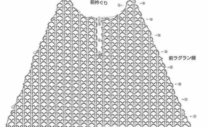 衣袖编织图解,是从下往上钩织的,逐渐加针袖山收针图解,收针比袖子加