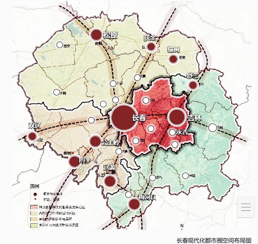 長春現代化都市圈包括吉林省會城市長春,以及周邊的吉林,遼源,四平和