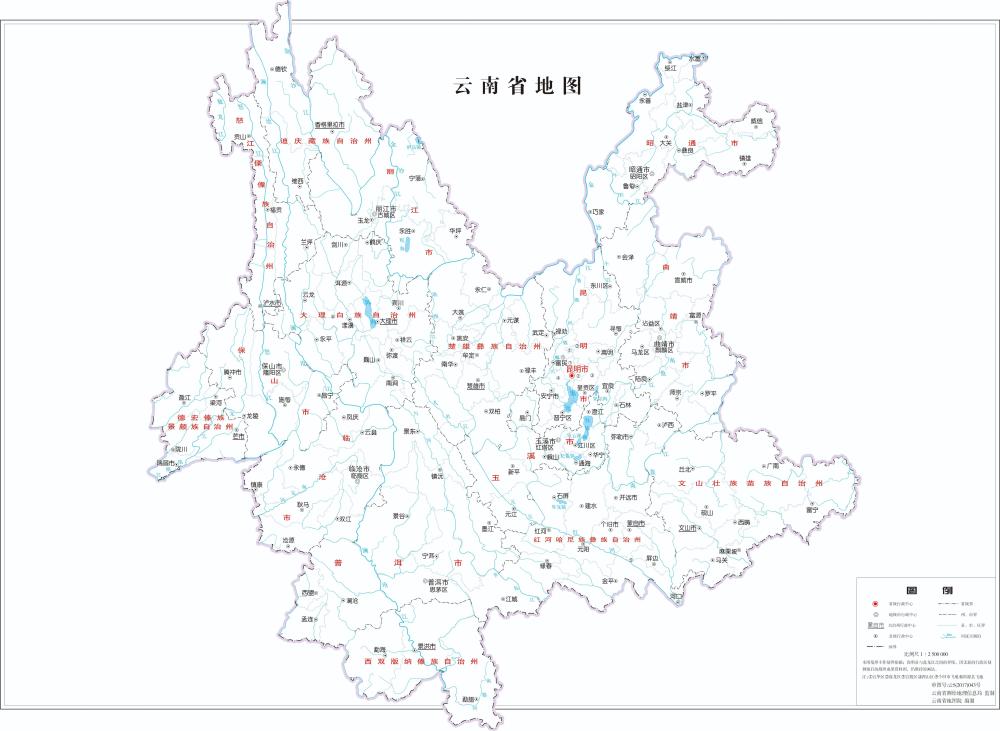 雲南省有哪些縣不通鐵路附雲南省最新標準地圖