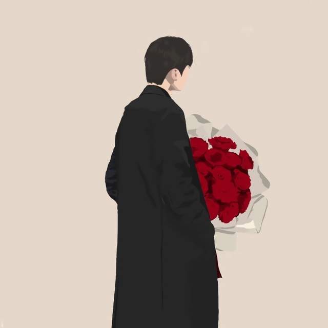 cr:猪在飞等背影,侧颜,抱花,不露脸,扁平风男女头像.