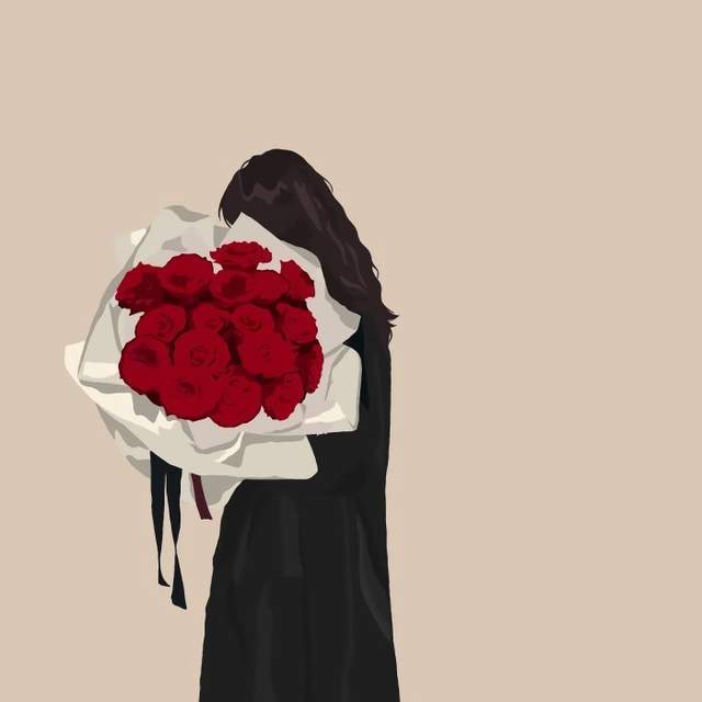 cr:猪在飞等背影,侧颜,抱花,不露脸,扁平风男女头像.