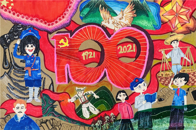 溧水白马镇中心小学开展礼赞建党100周年主题绘画活动