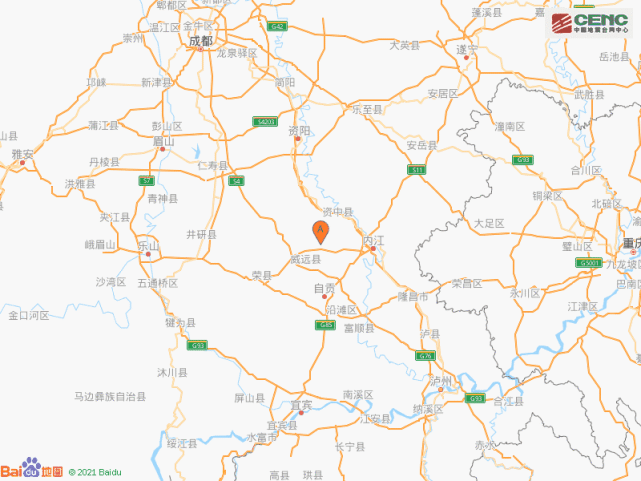 四川内江市资中县附近发生30级左右地震