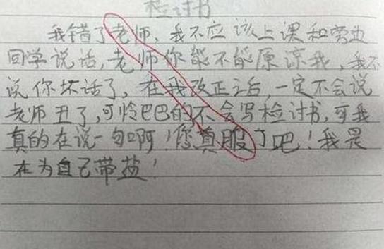 小學生被罰寫檢討書字字誠懇文采飛揚老師看後卻想請家長