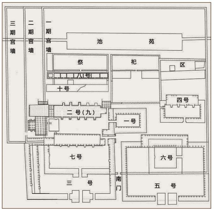图一:偃师商城宫城平面示意图 一,一号宫殿