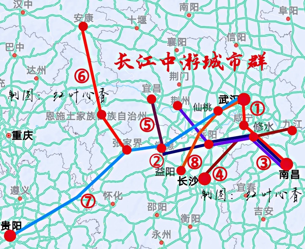长江中游城市群将共建8条高铁3条交汇于南昌1条由快铁升高铁