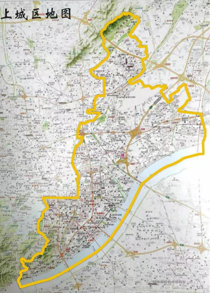 新的上城区区划面积122平方公里,下辖14个街道,从空间形状看犹如一只